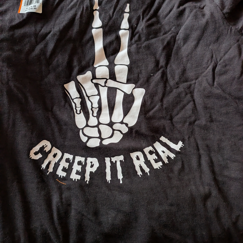 Black 'Creep It Real' Skeleton Hand T-Shirt